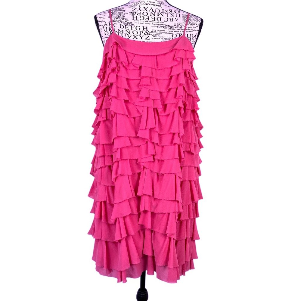 Temperley London Pink Ruffle Silk Dress Women’s Size US 2 UK 6 Cocktail Party